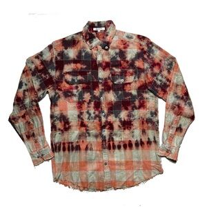 Gypsy Junkies Bleached Plaid Button up Flannel Shirt